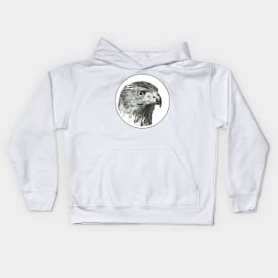 Hawk portrait drawing Kids Hoodie